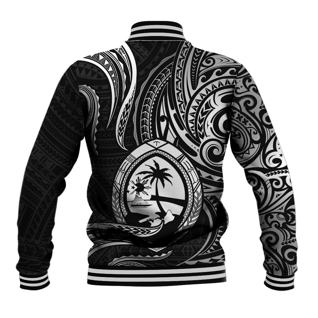 Polynesian Pride Guam Baseball Jacket With Polynesian Tribal Tattoo and Coat of Arms Black Version LT9 - Polynesian Pride