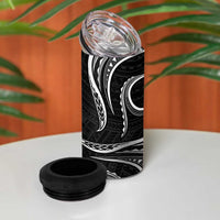 Polynesian Guam Coat of Arms 4 in 1 Can Cooler Tumbler Polynesian Tribal Tattoo Black Version