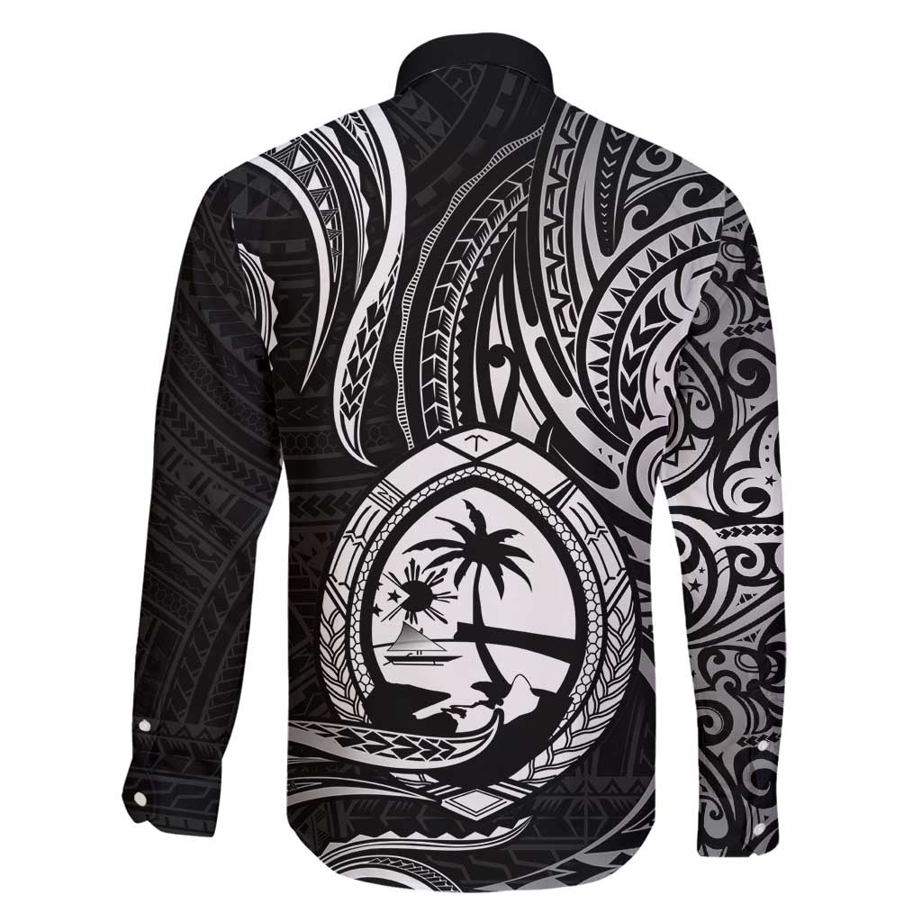 Polynesian Guam Coat of Arms Family Matching Summer Maxi Dress and Hawaiian Shirt Polynesian Tribal Tattoo Black Version