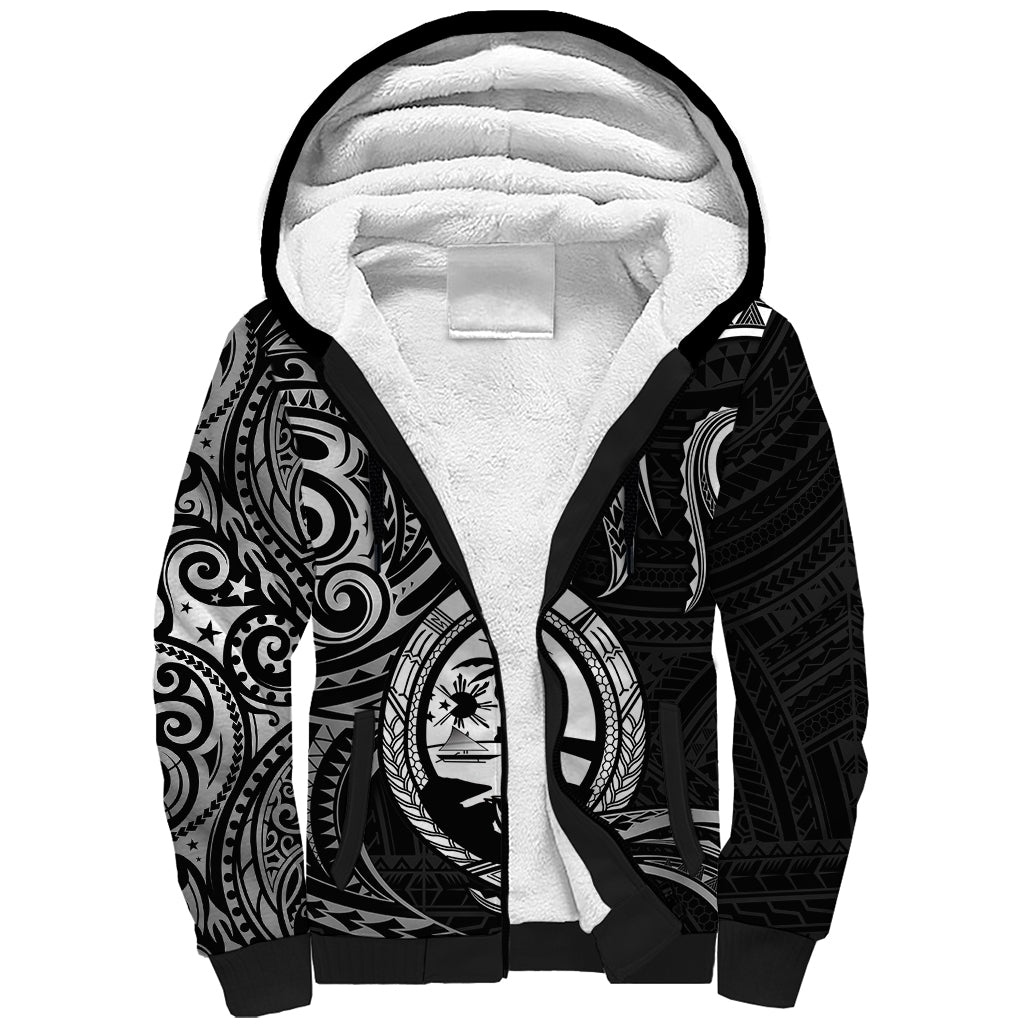 Polynesian Pride Guam Sherpa Hoodie With Polynesian Tribal Tattoo and Coat of Arms Black Version LT9 Unisex Black - Polynesian Pride