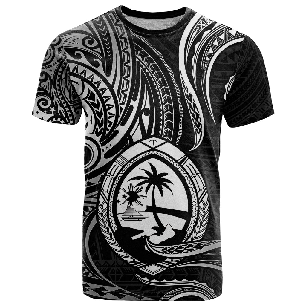 Polynesian Pride Guam T Shirt With Polynesian Tribal Tattoo and Coat of Arms Black Version LT9 Black - Polynesian Pride