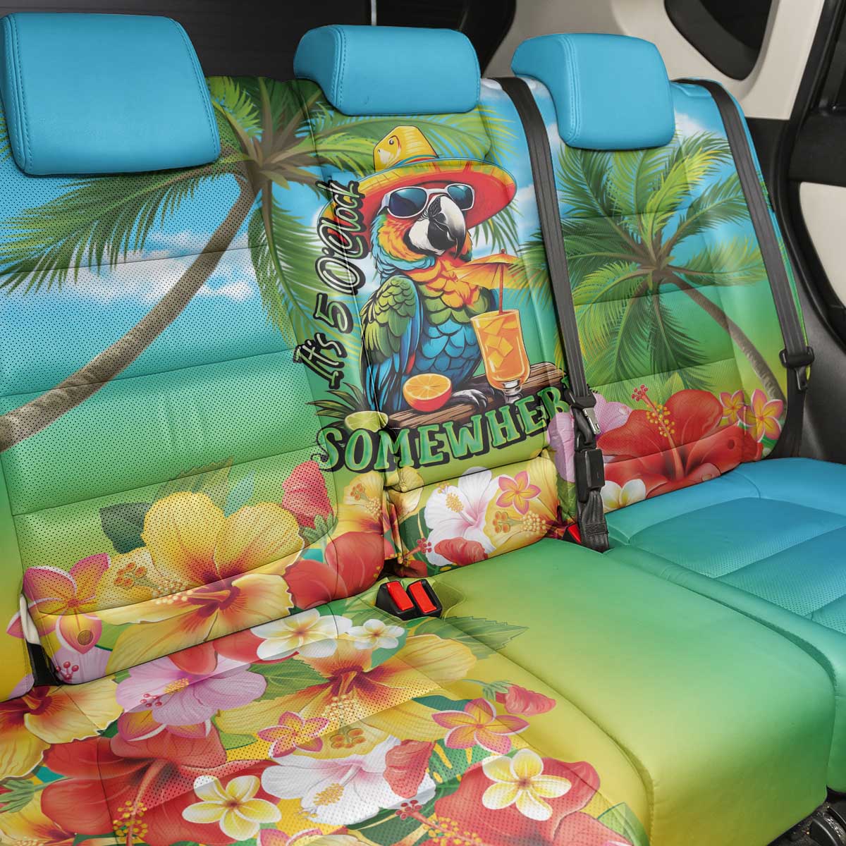 Always 5 O'clock Back Car Seat Cover Hawaiian Tropical Parrot LT9 - Polynesian Pride