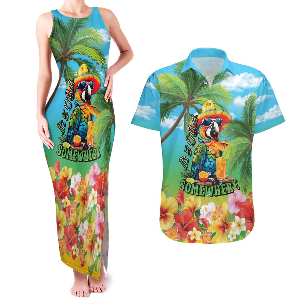 Always 5 O'clock Couples Matching Tank Maxi Dress and Hawaiian Shirt Hawaiian Tropical Parrot - Polynesian Pride