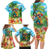 Always 5 O'clock Family Matching Long Sleeve Bodycon Dress and Hawaiian Shirt Hawaiian Tropical Parrot - Polynesian Pride
