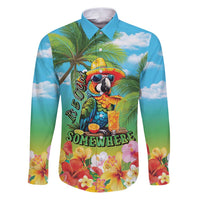 Always 5 O'clock Family Matching Puletasi and Hawaiian Shirt Hawaiian Tropical Parrot LT9 Dad's Shirt - Long Sleeve Blue - Polynesian Pride