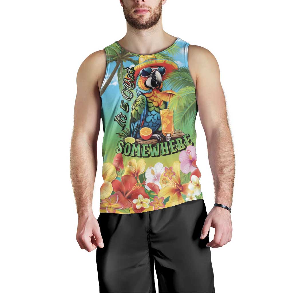 Always 5 O'clock Men Tank Top Hawaiian Tropical Parrot - Polynesian Pride