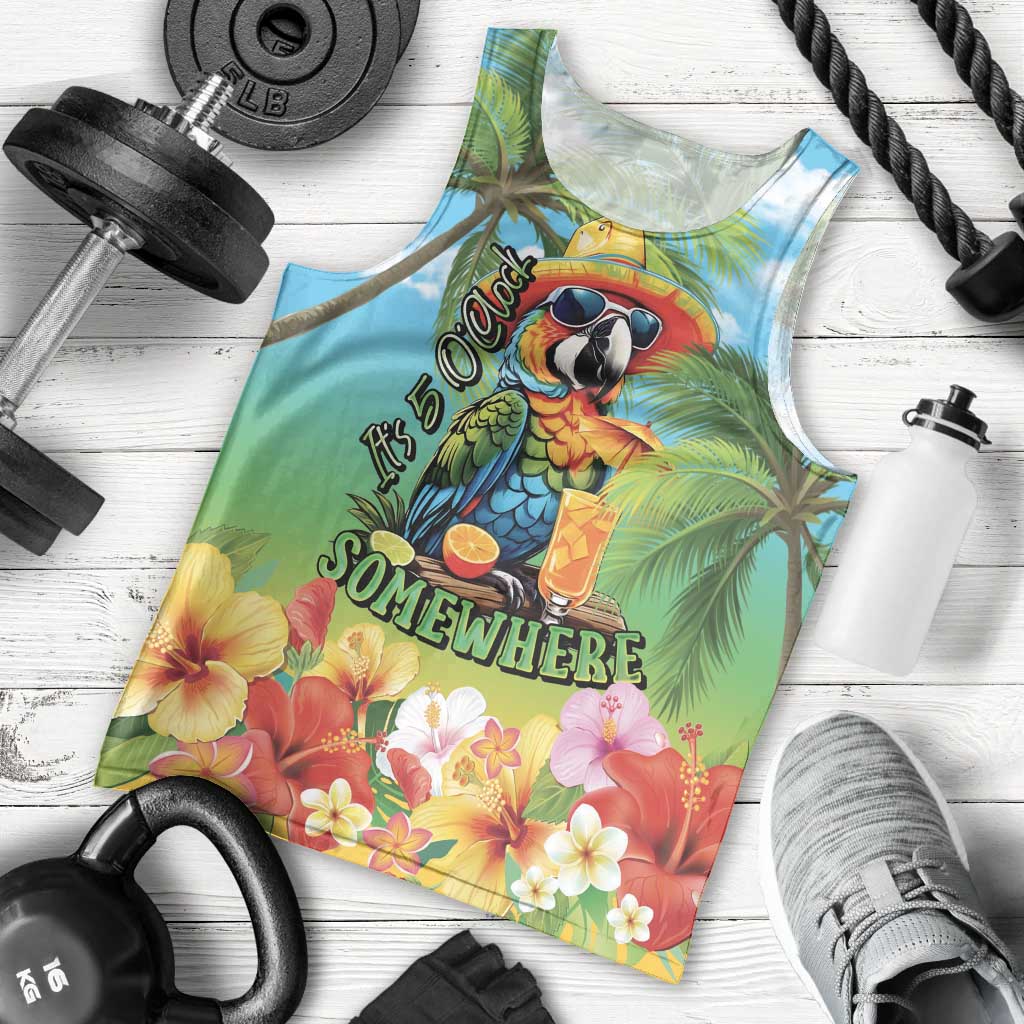 Always 5 O'clock Men Tank Top Hawaiian Tropical Parrot - Polynesian Pride