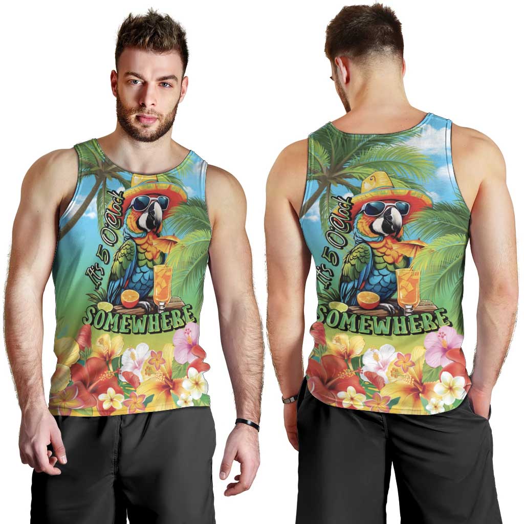 Always 5 O'clock Men Tank Top Hawaiian Tropical Parrot - Polynesian Pride