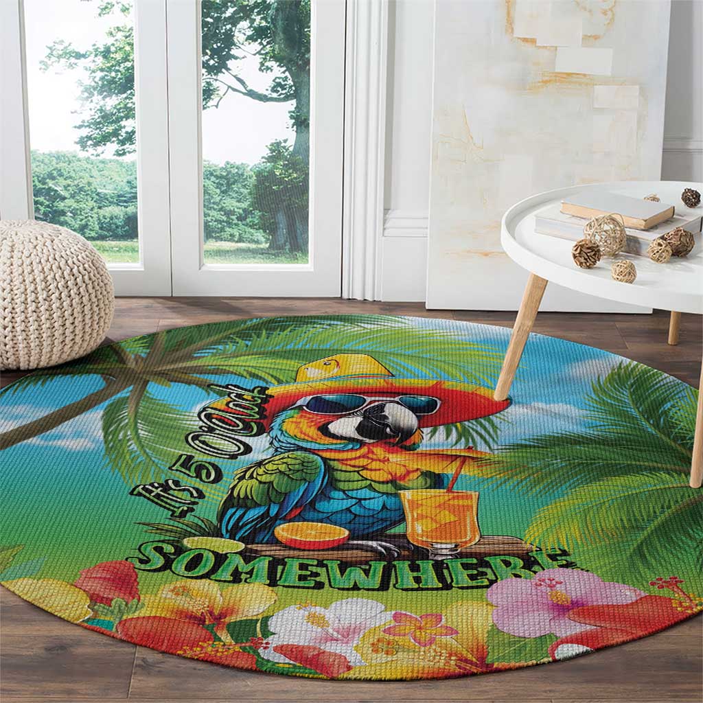 Always 5 O'clock Round Carpet Hawaiian Tropical Parrot - Polynesian Pride