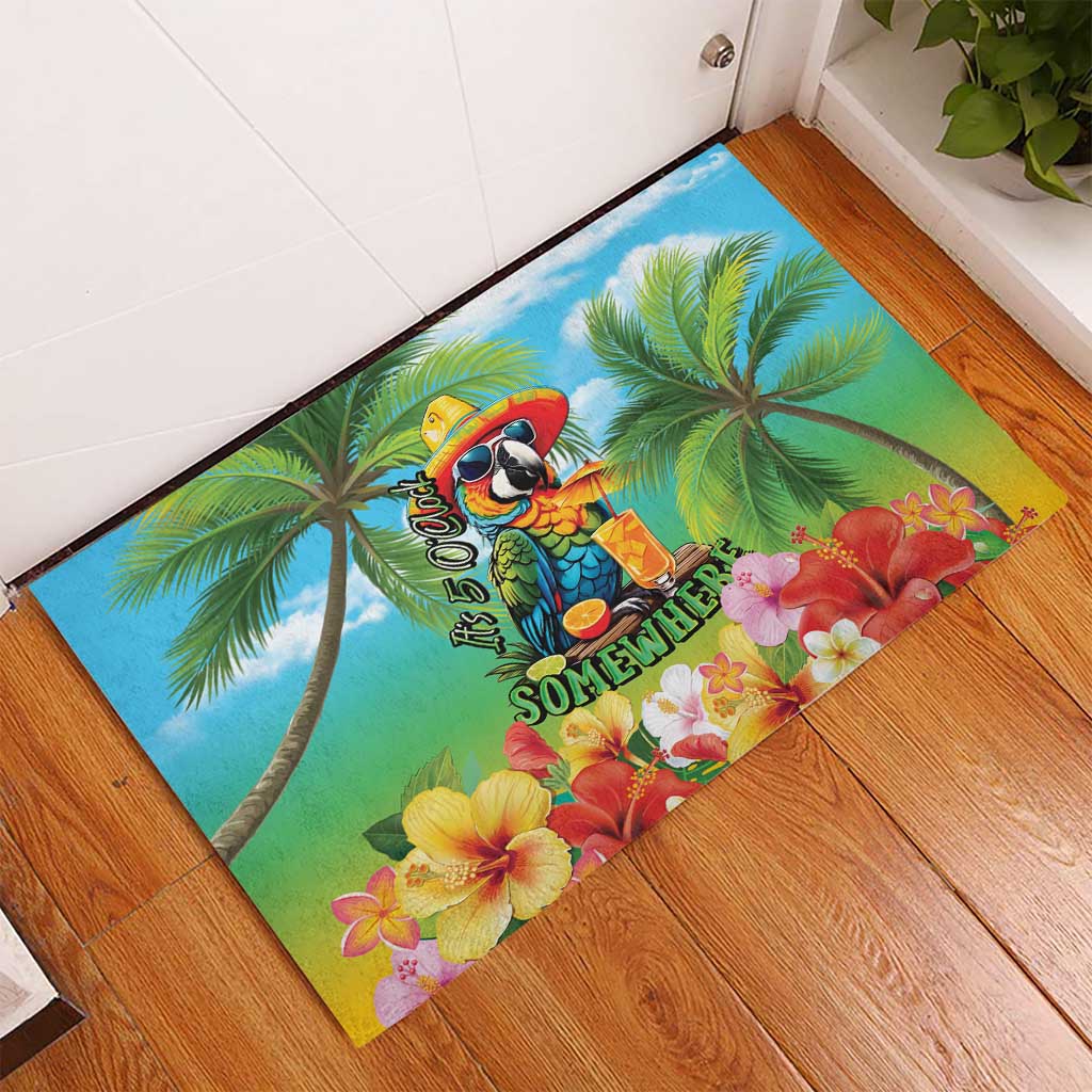 Always 5 O'clock Rubber Doormat Hawaiian Tropical Parrot - Polynesian Pride