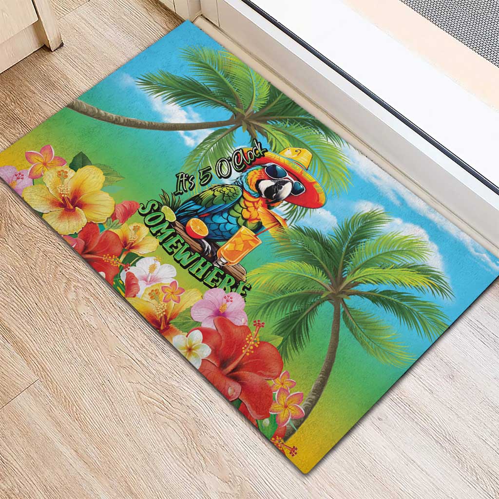 Always 5 O'clock Rubber Doormat Hawaiian Tropical Parrot - Polynesian Pride
