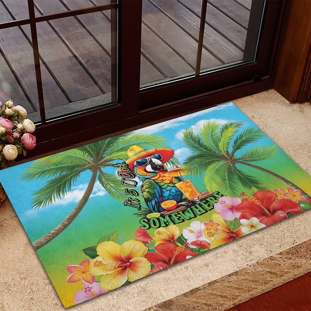 Always 5 O'clock Rubber Doormat Hawaiian Tropical Parrot - Polynesian Pride