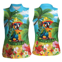 Always 5 O'clock Women Sleeveless Polo Shirt Hawaiian Tropical Parrot - Polynesian Pride