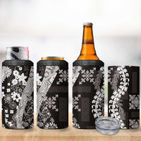 Hawaii Puakenikeni and Maile Lei 4 in 1 Can Cooler Tumbler Black Japanese Wave Style - Polynesian Pride