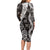 Hawaii Puakenikeni and Maile Lei Family Matching Long Sleeve Bodycon Dress and Hawaiian Shirt Black Japanese Wave Style - Polynesian Pride