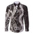 Hawaii Puakenikeni and Maile Lei Family Matching Off Shoulder Short Dress and Hawaiian Shirt Black Japanese Wave Style - Polynesian Pride