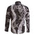 Hawaii Puakenikeni and Maile Lei Family Matching Off Shoulder Short Dress and Hawaiian Shirt Black Japanese Wave Style - Polynesian Pride