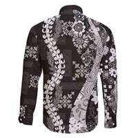 Hawaii Puakenikeni and Maile Lei Family Matching Puletasi and Hawaiian Shirt Black Japanese Wave Style LT9 - Polynesian Pride