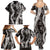Hawaii Puakenikeni and Maile Lei Family Matching Summer Maxi Dress and Hawaiian Shirt Black Japanese Wave Style - Polynesian Pride