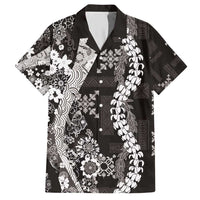 Hawaii Puakenikeni and Maile Lei Hawaiian Shirt Black Japanese Wave Style - Polynesian Pride