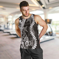 Hawaii Puakenikeni and Maile Lei Men Tank Top Black Japanese Wave Style - Polynesian Pride