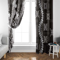 Hawaii Puakenikeni and Maile Lei Window Curtain Black Japanese Wave Style - Polynesian Pride