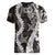 Hawaii Puakenikeni and Maile Lei Women V-Neck T-Shirt Black Japanese Wave Style - Polynesian Pride