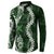 Hawaii Puakenikeni and Maile Lei Button Sweatshirt Green Japanese Wave Style - Polynesian Pride