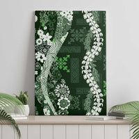 Hawaii Puakenikeni and Maile Lei Canvas Wall Art Green Japanese Wave Style - Polynesian Pride