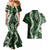 Hawaii Puakenikeni and Maile Lei Couples Matching Mermaid Dress and Hawaiian Shirt Green Japanese Wave Style - Polynesian Pride