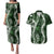 Hawaii Puakenikeni and Maile Lei Couples Matching Puletasi and Hawaiian Shirt Green Japanese Wave Style - Polynesian Pride