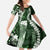 Hawaii Puakenikeni and Maile Lei Family Matching Long Sleeve Bodycon Dress and Hawaiian Shirt Green Japanese Wave Style - Polynesian Pride
