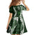 Hawaii Puakenikeni and Maile Lei Family Matching Off Shoulder Short Dress and Hawaiian Shirt Green Japanese Wave Style - Polynesian Pride