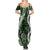 Hawaii Puakenikeni and Maile Lei Family Matching Summer Maxi Dress and Hawaiian Shirt Green Japanese Wave Style - Polynesian Pride
