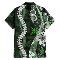 Hawaii Puakenikeni and Maile Lei Hawaiian Shirt Green Japanese Wave Style - Polynesian Pride