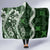 Hawaii Puakenikeni and Maile Lei Hooded Blanket Green Japanese Wave Style - Polynesian Pride