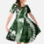 Hawaii Puakenikeni and Maile Lei Kid Short Sleeve Dress Green Japanese Wave Style - Polynesian Pride