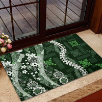 Hawaii Puakenikeni and Maile Lei Rubber Doormat Green Japanese Wave Style - Polynesian Pride
