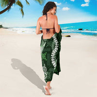 Hawaii Puakenikeni and Maile Lei Sarong Green Japanese Wave Style - Polynesian Pride