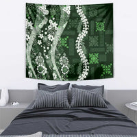 Hawaii Puakenikeni and Maile Lei Tapestry Green Japanese Wave Style - Polynesian Pride