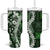Hawaii Puakenikeni and Maile Lei Tumbler With Handle Green Japanese Wave Style - Polynesian Pride