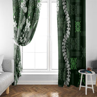 Hawaii Puakenikeni and Maile Lei Window Curtain Green Japanese Wave Style - Polynesian Pride