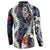 Hawaii Puakenikeni and Maile Lei Button Sweatshirt Navy Blue Japanese Wave Style - Polynesian Pride