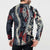 Hawaii Puakenikeni and Maile Lei Button Sweatshirt Navy Blue Japanese Wave Style - Polynesian Pride