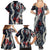 Hawaii Puakenikeni and Maile Lei Family Matching Summer Maxi Dress and Hawaiian Shirt Navy Blue Japanese Wave Style - Polynesian Pride