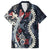 Hawaii Puakenikeni and Maile Lei Family Matching Summer Maxi Dress and Hawaiian Shirt Navy Blue Japanese Wave Style - Polynesian Pride