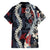 Hawaii Puakenikeni and Maile Lei Family Matching Summer Maxi Dress and Hawaiian Shirt Navy Blue Japanese Wave Style - Polynesian Pride