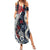 Hawaii Puakenikeni and Maile Lei Family Matching Summer Maxi Dress and Hawaiian Shirt Navy Blue Japanese Wave Style - Polynesian Pride