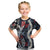 Hawaii Puakenikeni and Maile Lei Kid T Shirt Navy Blue Japanese Wave Style - Polynesian Pride