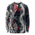 Hawaii Puakenikeni and Maile Lei Long Sleeve Shirt Navy Blue Japanese Wave Style - Polynesian Pride